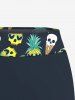 Skull Ice Cream Pineapple Avocado Print Hawaii Twist Halter Backless Boyleg Tankini Swimsuit -  