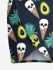 Skull Pineapple Heart Ice Cream Print Plus Size Matching Hawaii Beach Outfit For Couples -  