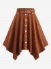 Ruched Bust Elastic Waist Top and Suede Asymmetric Handkerchief Skirt Plus Size Outfit -  