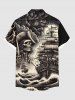 Halloween Skull Pirate Cloud Sea Waves Ship Cruise Print Plus Size Matching Outfit For Couples -  