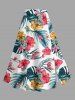 Tropical Leaf Hibiscus Flower Print Plus Size Matching Hawaii Beach Outfit For Couples -  