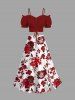 Plus Size Flower Leaf Branch Print Hawaii Split A Line Skirt -  
