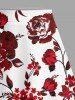 Plus Size Flower Leaf Branch Print Hawaii Split A Line Skirt -  