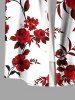 Chemise hawaïenne grande taille à imprimé floral, feuilles et branches, avec poches boutonnées pour homme - Blanc 4XL