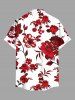 Chemise hawaïenne grande taille à imprimé floral, feuilles et branches, avec poches boutonnées pour homme - Blanc 5XL