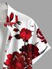 Chemise hawaïenne grande taille à imprimé floral, feuilles et branches, avec poches boutonnées pour homme - Blanc 5XL