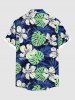 Chemise hawaïenne grande taille à imprimé feuilles tropicales et fleurs d'hibiscus pour homme - Bleu Marine 3XL