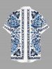 Plus Size Flowers Leaf Print Buttons Pocket Hawaii Shirt For Men -  
