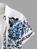 Chemise hawaïenne grande taille à imprimé fleurs et feuilles, avec poches et boutons, pour homme - Blanc XL