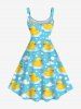 Robe débardeur hawaïenne grande taille à imprimé nuages et bulles de canards - Bleu Ciel L