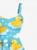 Plus Size Ducks Bubbles Cloud Print Hawaii Tank Dress -  