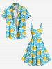 Plus Size Ducks Bubbles Cloud Print Hawaii Tank Dress -  