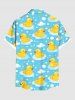 Plus Size Ducks Bubbles Cloud Print Buttons Pocket Hawaii Shirt For Men -  
