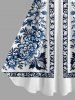 Plus Size Flowers Leaf Print Hawaii Tank Dress -  