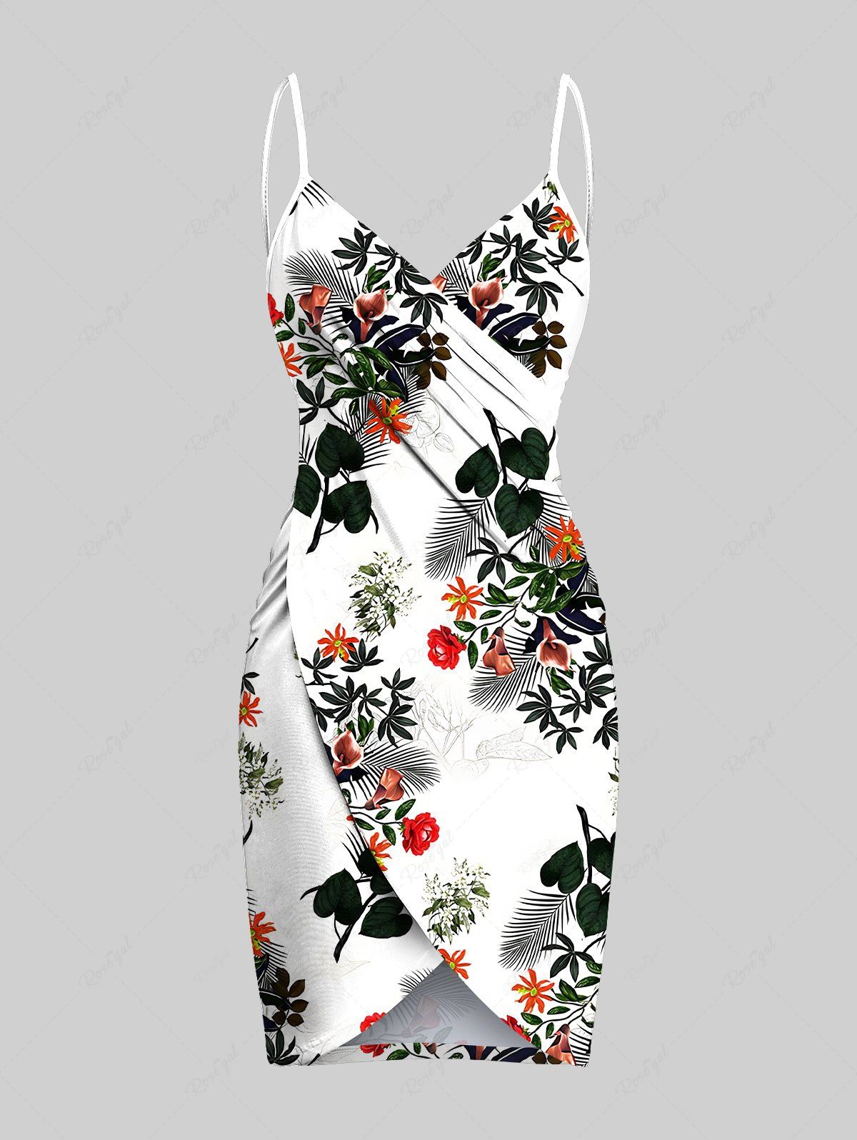 Shop Plus Size Tropical Leaf Flower Print Hawaii Convertible Beach Cover Up  