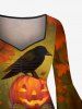 Halloween Pumpkin Moon Crow Bowknot Squirrel Raccoon Print Plus Size Matching Outfit For Couples -  