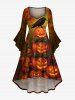 Halloween Pumpkin Moon Crow Bowknot Squirrel Raccoon Print Plus Size Matching Outfit For Couples -  