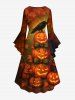 Halloween Pumpkin Moon Crow Bowknot Squirrel Raccoon Print Plus Size Matching Outfit For Couples -  