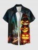 Chapeau citrouille d'Halloween imprimé arbre corbeau croix grande taille tenue assortie pour les couples - Noir 