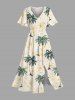 Coconut Tree Flowers Tropical Leaf Print Plus Size Matching Hawaii Beach Outfit For Couples -  