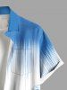 Chemise hawaïenne grande taille à imprimé ombré de fleurs et de feuilles, avec poches et boutons, pour homme - Bleu Ciel S