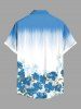 Chemise hawaïenne grande taille à imprimé ombré de fleurs et de feuilles, avec poches et boutons, pour homme - Bleu Ciel 4XL