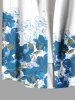 Plus Size Flowers Leaf Ombre Print Buttons Pocket Hawaii Shirt For Men -  