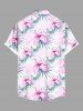 Plus Size Hibiscus Flowers Tropical Leaf Print Buttons Pocket Hawaii Shirt For Men -  