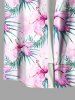 Plus Size Hibiscus Flowers Tropical Leaf Print Buttons Pocket Hawaii Shirt For Men -  