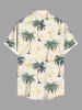 Plus Size Coconut Tree Flowers Tropical Leaf Print Buttons Pocket Hawaii Shirt For Men -  