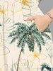 Plus Size Coconut Tree Flowers Tropical Leaf Print Split Hawaii Midi Dress -  
