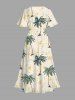 Plus Size Coconut Tree Flowers Tropical Leaf Print Split Hawaii Midi Dress -  