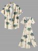 Plus Size Coconut Tree Flowers Tropical Leaf Print Split Hawaii Midi Dress -  