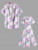 Plus Size Hibiscus Flowers Tropical Leaf Print Split Hawaii Midi Dress -  
