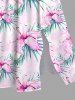 Plus Size Hibiscus Flowers Tropical Leaf Print Split Hawaii Midi Dress -  