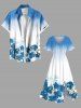 Plus Size Flowers Leaf Ombre Print Split Hawaii Midi Dress -  