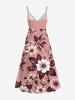 Robe camisole trapèze à imprimé floral, feuilles et branches, grande taille, style hawaïen - Rose clair XXS