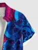 Plus Size Skull Cave Print Halloween Button Pocket Shirt For Men -  