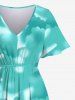 Plus Size Coconut Tree Sea Parrot Ombre Cloud Print Hawaii Split Pocket A Line Midi Dress -  