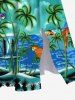 Plus Size Coconut Tree Sea Parrot Ombre Cloud Print Hawaii Split Pocket A Line Midi Dress -  
