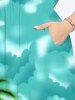 Plus Size Coconut Tree Sea Parrot Ombre Cloud Print Hawaii Split Pocket A Line Midi Dress -  
