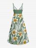 Plus Size Flowers Leaf Print Surplice Hawaii Cami Dress - Vert 6X