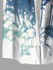 Plus Size Coconut Tree Hibiscus Flowers Leaf Print Buttons Pocket Hawaii Shirt For Men -  