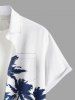 Chemise hawaïenne grande taille à imprimé cocotier, fleurs d'hibiscus et feuilles, boutons et poches pour homme - Blanc 4XL