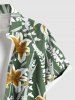 Plus Size Flowers Leaf Print Buttons Pocket Hawaii Shirt For Men -  