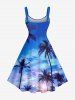 Plus Size Coconut Tree Ombre Galaxy Print Hawaii A Line Dress -  