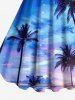 Plus Size Coconut Tree Ombre Galaxy Print Hawaii A Line Dress -  