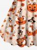 Plus Size Cute Pumpkin Goose Flower Stars Print Halloween A Line Tank Dress -  