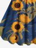 Robe trapèze hawaïenne grande taille à imprimé tournesol - Bleu Ciel XXS