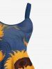 Plus Size Sunflower Print Hawaii A Line Dress -  